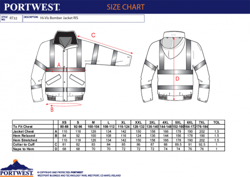 Jacheta de iarna Bomber Hi-Vis, portocaliu, regular, Portwest